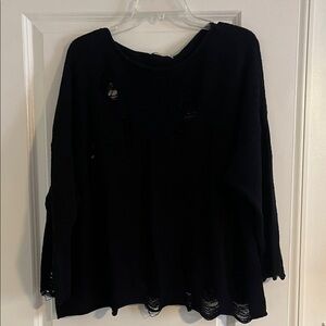 Zara Women's Black Distressed Sweater